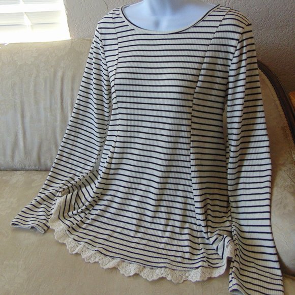 Striped Ruffle Tunic Sz. M - Picture 1 of 10